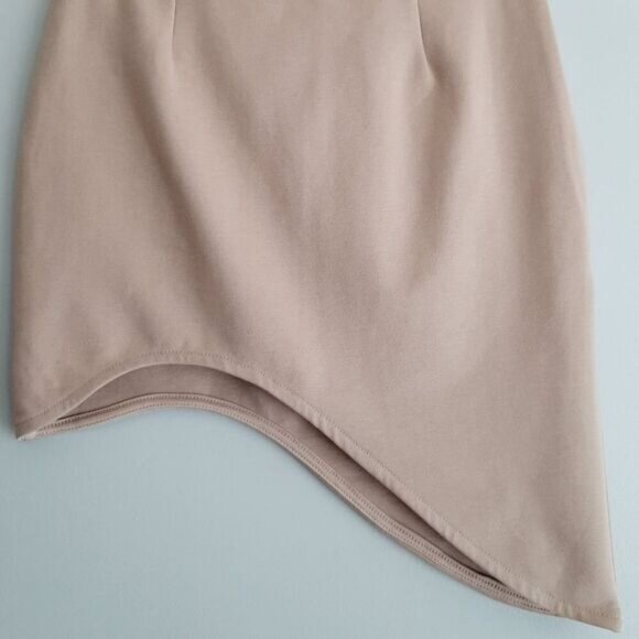 COCO & YVES Asymmetrical Fitted Mini Skirt Light Beige Sz S - Picture 3 of 10